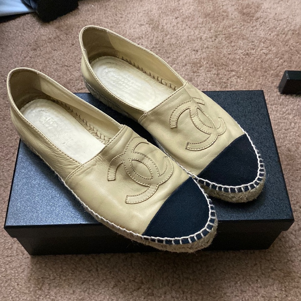 CHANEL Lambskin Espadrilles Size 38